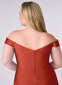 Barbie ♥ Azazie Bridesmaid Dresses Rust A-Line Off the Shoulder Stretch Satin Convertible Dress image12