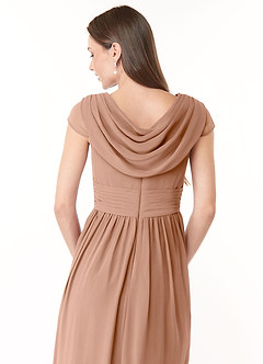 Azazie Organa Robes de demoiselle d'honneur Robe Trapèze en Mousseline de soie Plissée Champagne Rosé image6