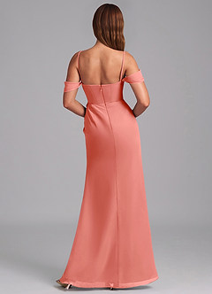 Azazie Johana Jurken voor bruidsmeisjes Converteerbaar Jurk van Chiffon met Zeemeermin Off the Shoulder Zalm Roze image2