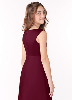 Azazie Sadia Junior Vestido de Mora de Satén Elástico de Corte en A con Plisado image4