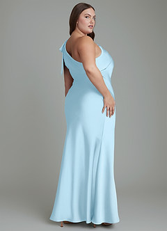Azazie Yuanna Jurken voor bruidsmeisjes Jurk van Stretch Satijn met Zeemeermin One-shoulder Hemelsblauw image9