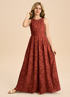 Azazie Bibiane Junior Klä av A-Line i Blommig Utbrändhet Plisserad image6