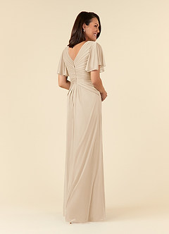 Azazie Emmeline Mère de la mariée Robes Robe Trapèze en Maille Col V plissé Champagne image4