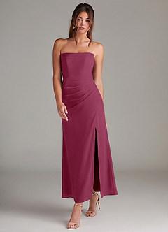 Azazie Leonis Bridesmaid Dresses Mulberry Mermaid Strapless Chiffon Convertible Dress image7