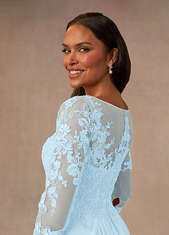 Azazie Calanthe Mother of the Bride Dresses Sky Blue A-Line Scoop Chiffon Dress image4