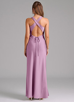 Azazie Evadne Robes de demoiselle d'honneur Robe Trapèze en Satin extensible Plissée Glycine image2