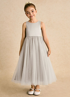 Azazie Solia Flower Girl Dresses Frost Ball-Gown Bow Tulle Dress image3
