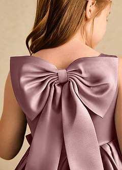 Azazie Jessie Flower Girl Dresses Dusty Rose A-Line Bow Matte Satin Dress image8