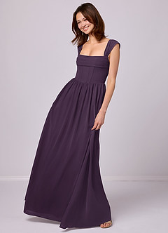 Barbie ♥ Azazie Bridesmaid Dresses Plum A-Line Corset Chiffon Dress image2