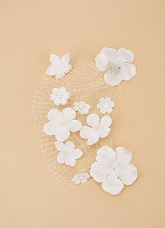front 3D Flowers Birdcage Veil
