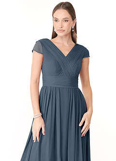 Azazie Organa Bridesmaid Dresses Neptune A-Line Pleated Chiffon Dress image5