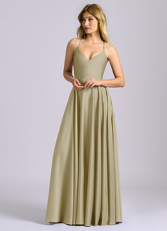 Azazie Truce Bridesmaid Dresses Moss Green A-Line Stretch Satin Dress image4