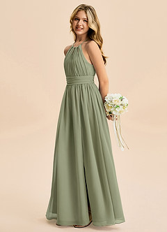 Azazie Noelle Junior Pistachio A-Line Pleated Chiffon Dress image3