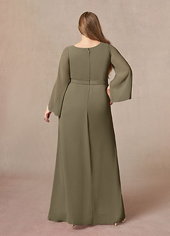 Azazie Belinda Mother of the Bride Dresses Willow Green A-Line V-Neck Pleated Chiffon Dress image7