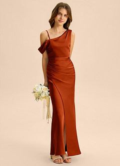 Azazie Madelyn Junior Etui Schulterfrei Stretch-Satin Kleid Paprika image4