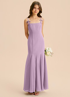 Azazie Evey Junior Abito Sirena in Chiffon Plissettato Glicine image4