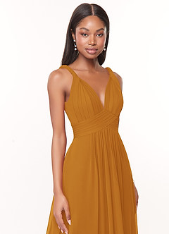 Azazie Maren Bridesmaid Dresses Butterscotch A-Line Pleated Chiffon Dress image6