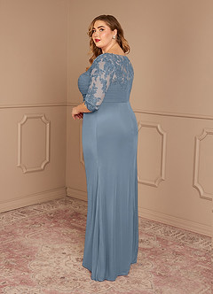 Azazie Alisondra Mother of the Bride Dresses Dusty Blue Sheath Scoop Lace Lace Dress image10