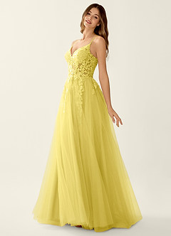 Mayami Yellow Lace Sequin Embroidery Tulle Prom Dress image4
