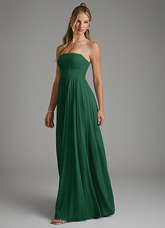 Azazie Ari Jurken voor bruidsmeisjes Jurk van Chiffon met A-lijn Strapless Donkergroen image4