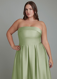 Azazie Lucienne Bridesmaid Dresses Dusty Sage A-Line Strapless Stretch Satin Convertible Dress image5