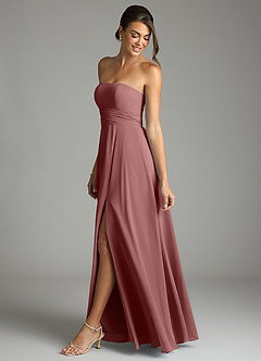 Azazie Tamira Suknie dla druhen Linia A Pofałdowany Szyfon Do ziemi Sukienka image3