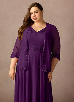 Azazie Devana Mother of the Bride Dresses Grape A-Line Sequins Chiffon Dress image14