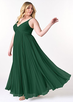 Azazie Raychelle Abiti da Damigella Abito A-Line in Chiffon con Scollo a V Verde Scuro image9