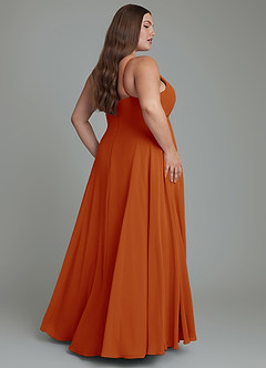 Azazie Amani Brautjungfernkleider A-Linie Plissee Chiffon Kleid Paprika image8