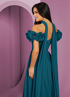 Barbie ♥ Azazie Bridesmaid Dresses Ink Blue A-Line Off the Shoulder Chiffon Convertible Dress image7