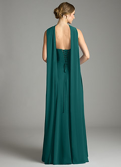 Azazie Ayla Abiti da Damigella Abito A-Line in Chiffon Scollo a Cuore Verde Pavone image9