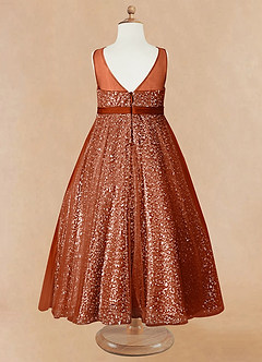 Azazie Siwa Flower Girl Dresses Paprika A-Line Beaded Tulle Dress image6