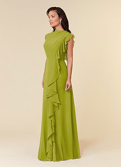 Azazie Narine 신부의 어머니 드레스 A라인 주름진 쉬폰 플로어 길이 드레스 image2