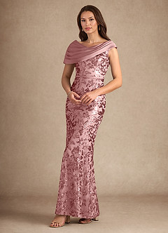 Azazie Marion Mother of the Bride Dresses Dusty Rose Mermaid Sequins Dress image3