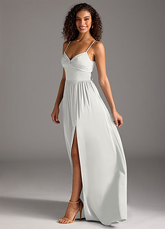 Azazie Zeya Šaty pro družičky A-Line Plisovaný Strečový satén Délka podlahy Šaty image7