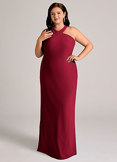 Azazie Doretta Bridesmaid Dresses Burgundy Mermaid Pleated Chiffon Dress image9