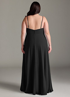 Azazie Akita Robes de demoiselle d'honneur Robe Trapèze en Mousseline de soie Noir image6