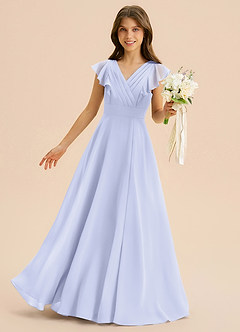 Azazie Anysa Junior Lavender A-Line Ruched Chiffon Dress image1