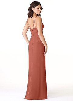 Azazie Leo Bridesmaid Dresses Clay Mermaid V-Neck Pleated Chiffon Dress image3