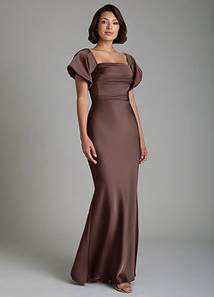 Azazie Lea Bridesmaid Dresses Ganache Mermaid Off the Shoulder Stretch Satin Convertible Dress image9