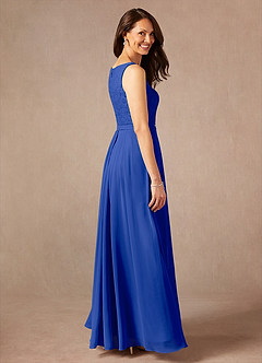 Azazie Ainsling Mother of the Bride Dresses Royal Blue A-Line Square Neckline Lace Chiffon Dress image4