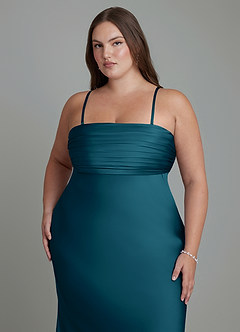 Azazie Saylor Jurken voor bruidsmeisjes Jurk van Stretch Satijn met Zeemeermin Strapless Inkt Blauw image17