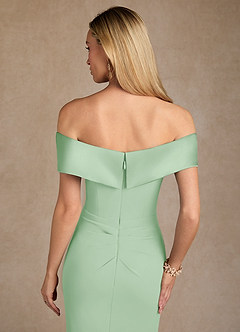 Azazie Laredo Moeder van de bruid jurken Zeemeermin Jurk van Stretch crêpe Off the Shoulder Stoffige Salie image8