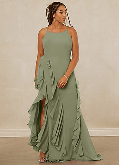 Christian Siriano Bridal for Azazie 1006 Bridesmaid Dresses Pistachio Mermaid Ruched Chiffon Dress image10