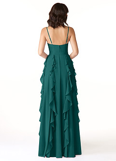 Azazie Peyton Brautjungfernkleider A-Linie Gestreift Chiffon Kleid Pfau image2