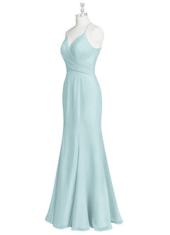 Azazie Carolina Bridesmaid Dresses Mist Mermaid Ruched Chiffon Dress image8