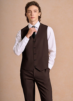 front James Ganache Structured Stretch Suit Vest
