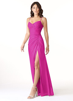Azazie Reneya Bridesmaid Dresses Fuchsia Mermaid Bow Mesh Dress image3