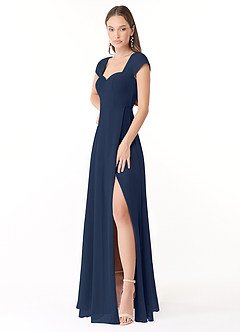 Azazie Hainsly Bridesmaid Dresses Dark Navy A-Line Sweetheart Neckline Chiffon Dress image3