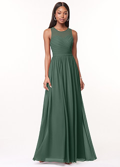 Azazie Nina Bridesmaid Dresses Sea Moss A-Line Pleated Chiffon Dress image1